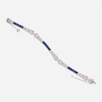A Platinum, Diamond, and Sapphire Bracelet Art Deco, c.1920