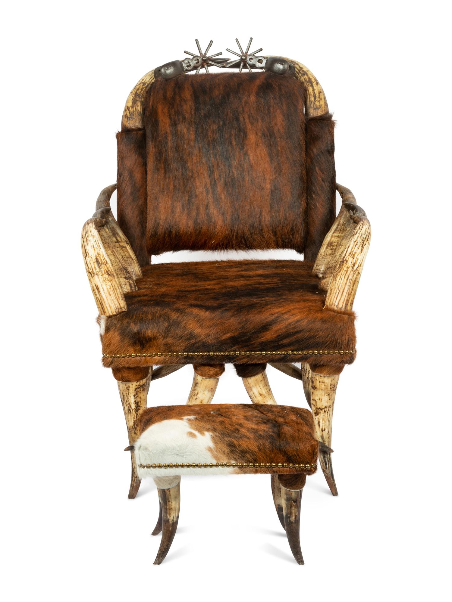 A Victorian Horn Chair and Ottoman