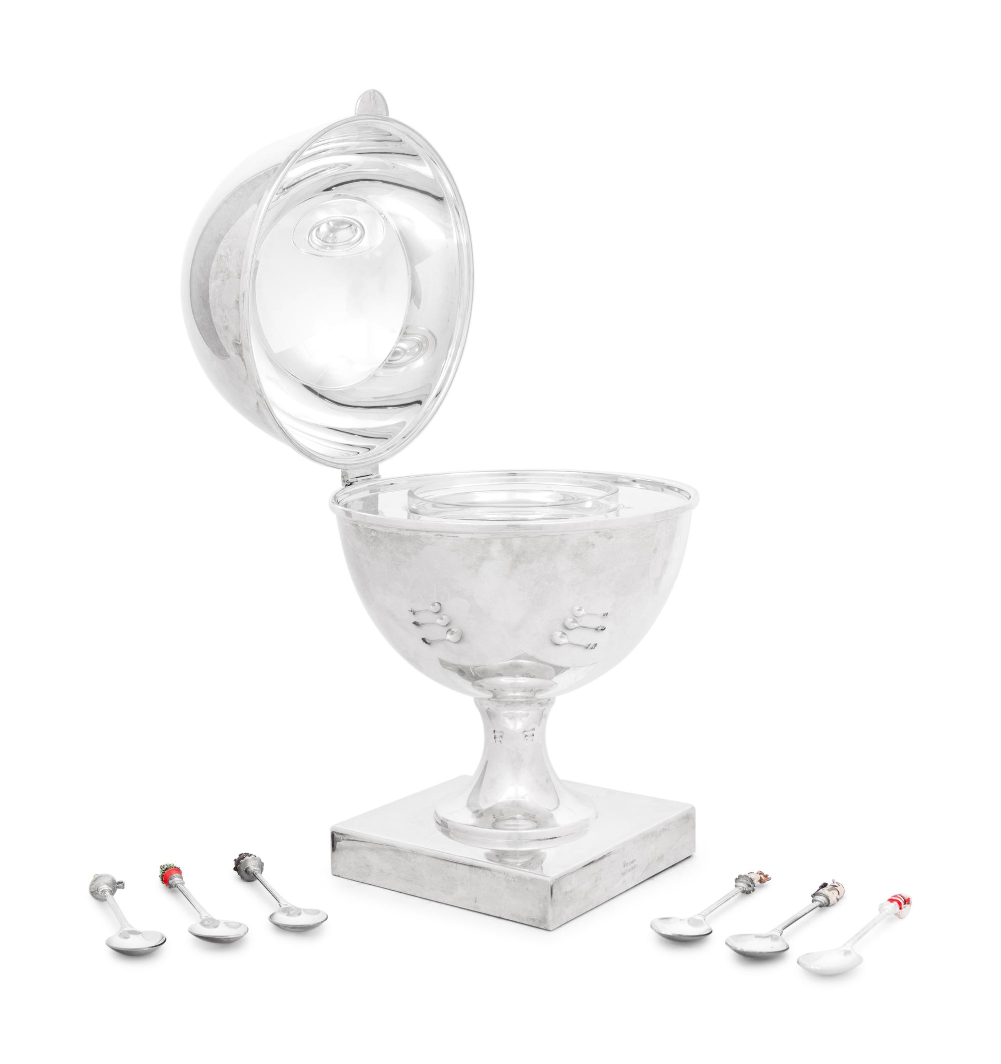 A Brazilian Silver-Plate Caviar Server