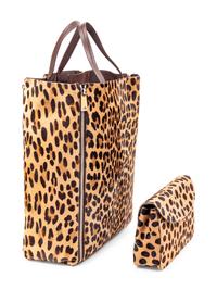 Two Designer Pony Hair Bags: One Céline Leopard Print Tote and One Prada Animal Print Clutch