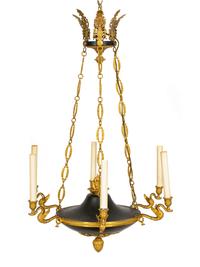 An Empire Style Gilt Bronze and Tôle Chandelier