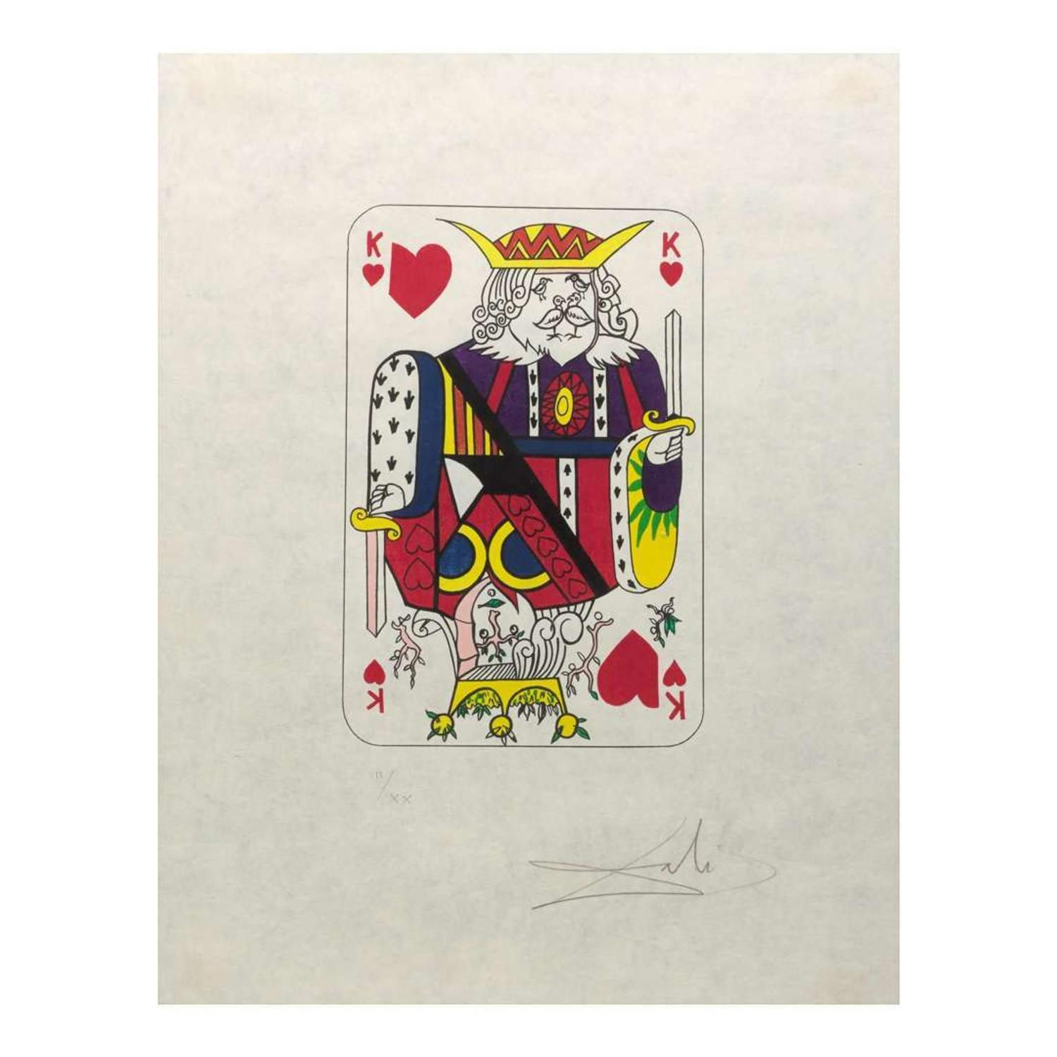 Salvador Dalí (Spanish, 1904-1989) Playing Cards (Ace, King, Queen and Jack of Hearts)