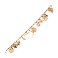 ANTIQUE, YELLOW GOLD CHARM BRACELET