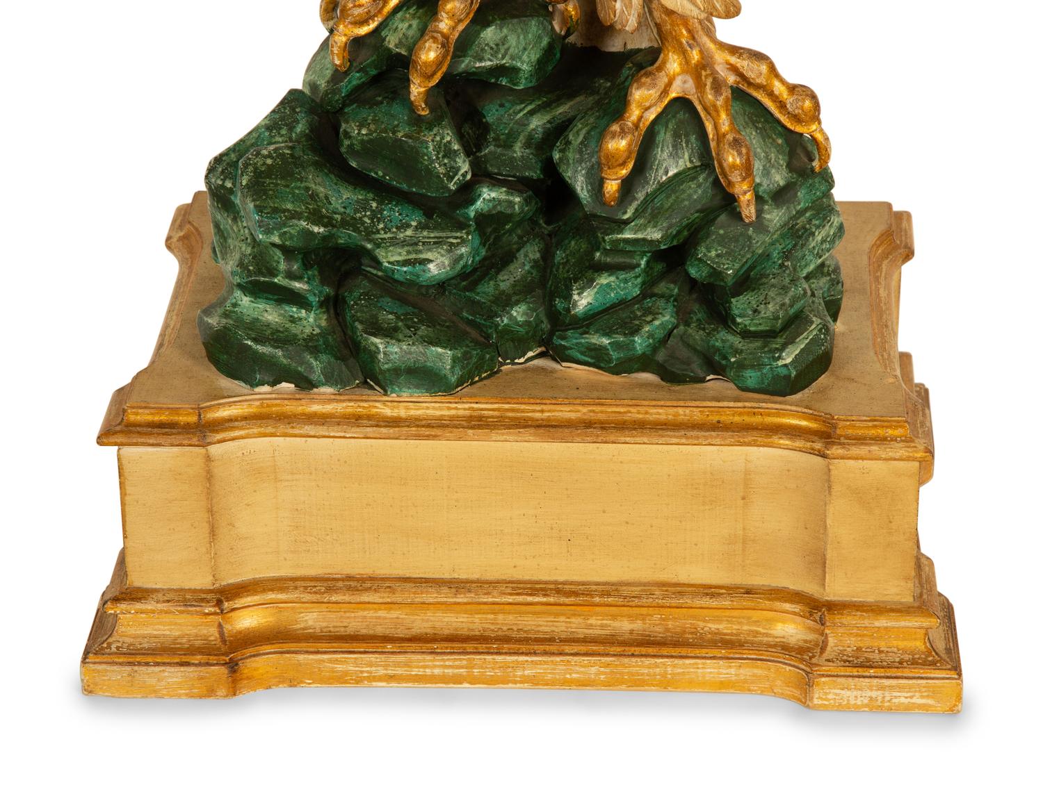 A Georgian Style Carved, Painted and Giltwood Eagle Console Table