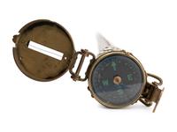 An English Silvered Metal Mounted Brass Explorer's Walking Stick