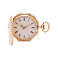 14K YELLOW GOLD AND DIAMOND HUNTER CASE POCKET WATCH
