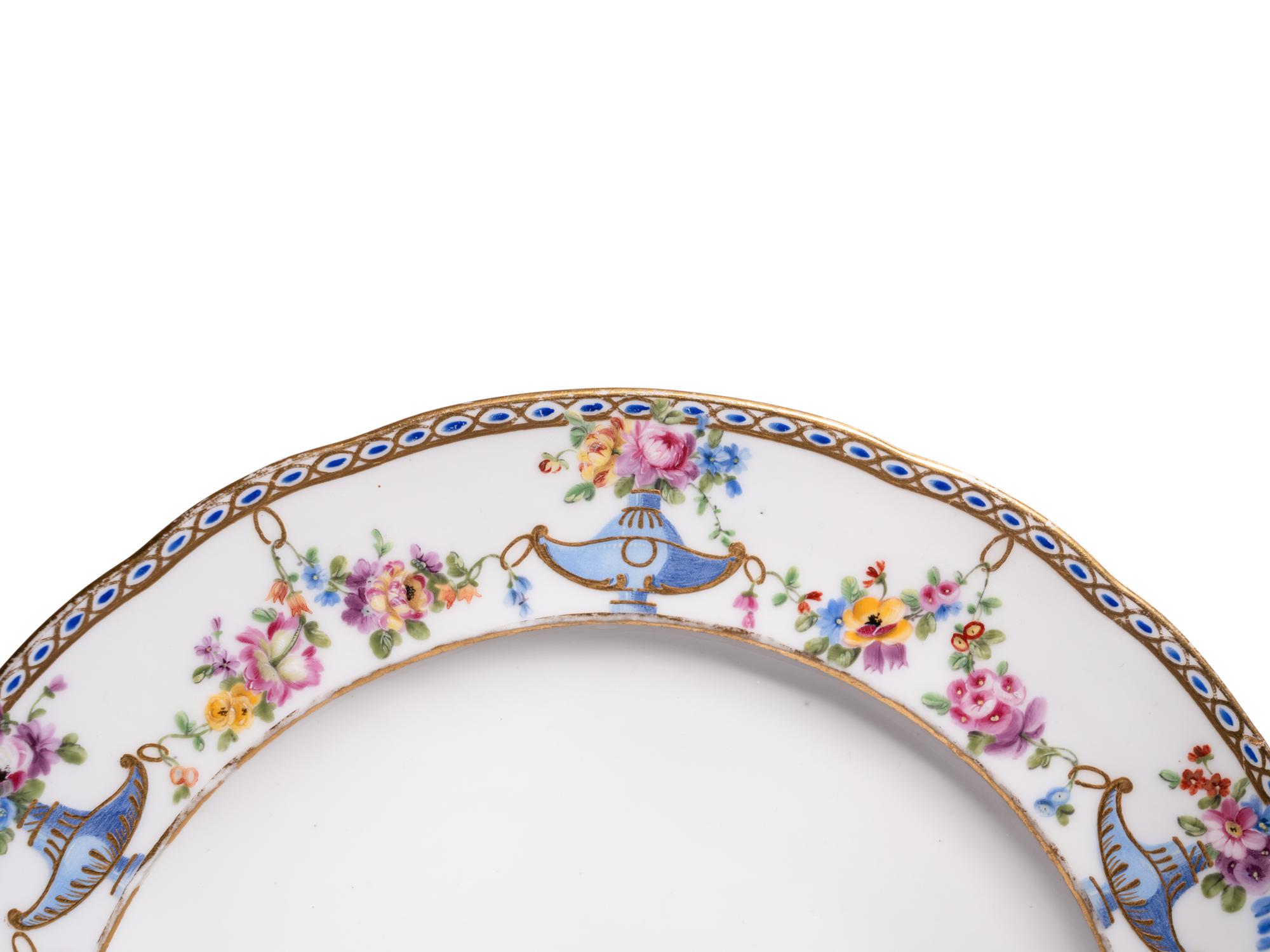 A Sèvres Porcelain Plate Later Decorated to Match the 'Service P etits Vases et Guirlandes' Ordered for the Comtesse Du Barry