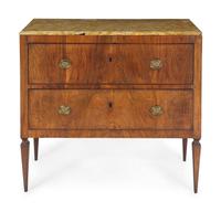An Italian Fruitwood Marble-Top Commode