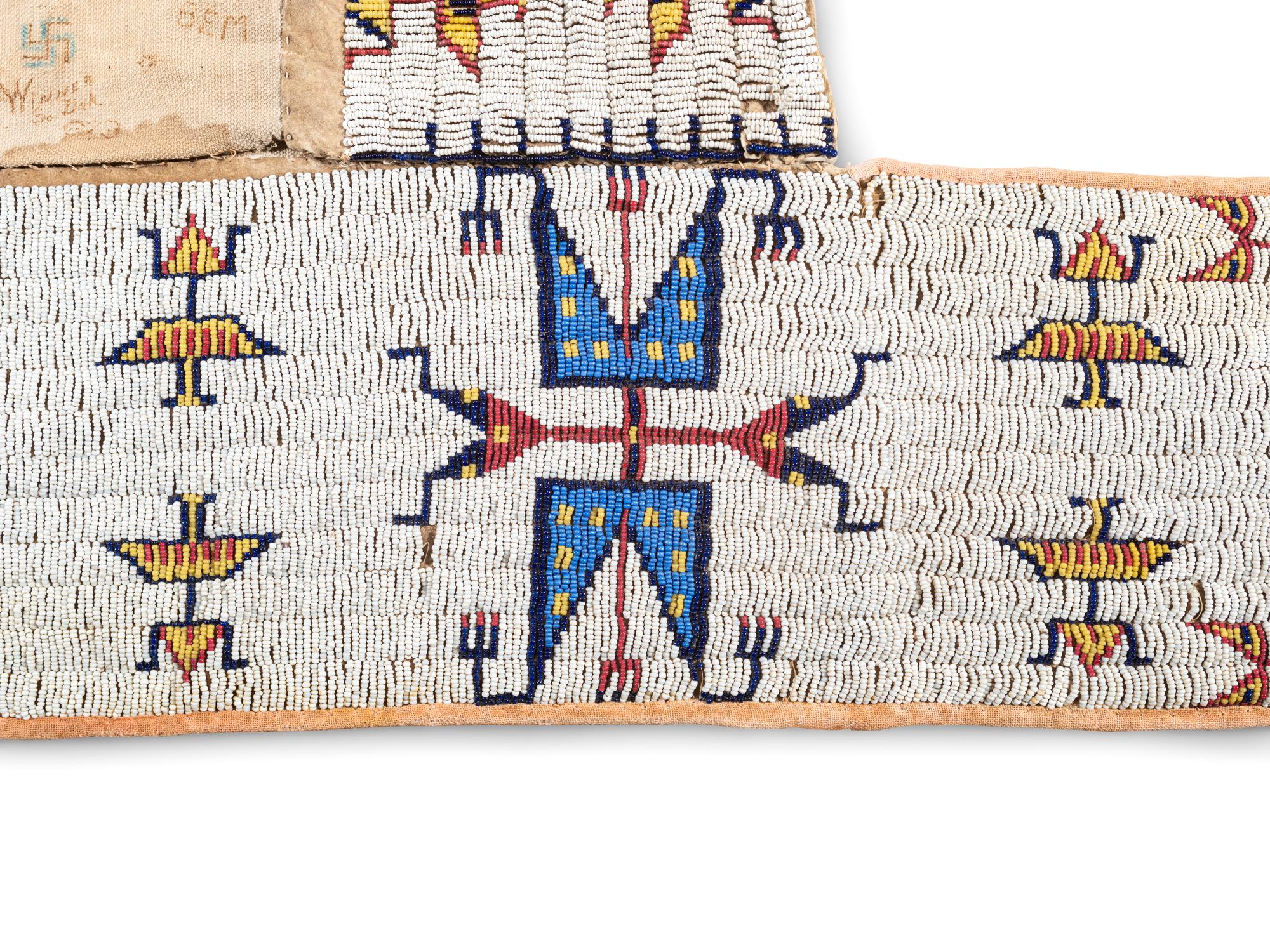 Sioux Beaded Hide Saddle Blanket, with World War I Era Doodles