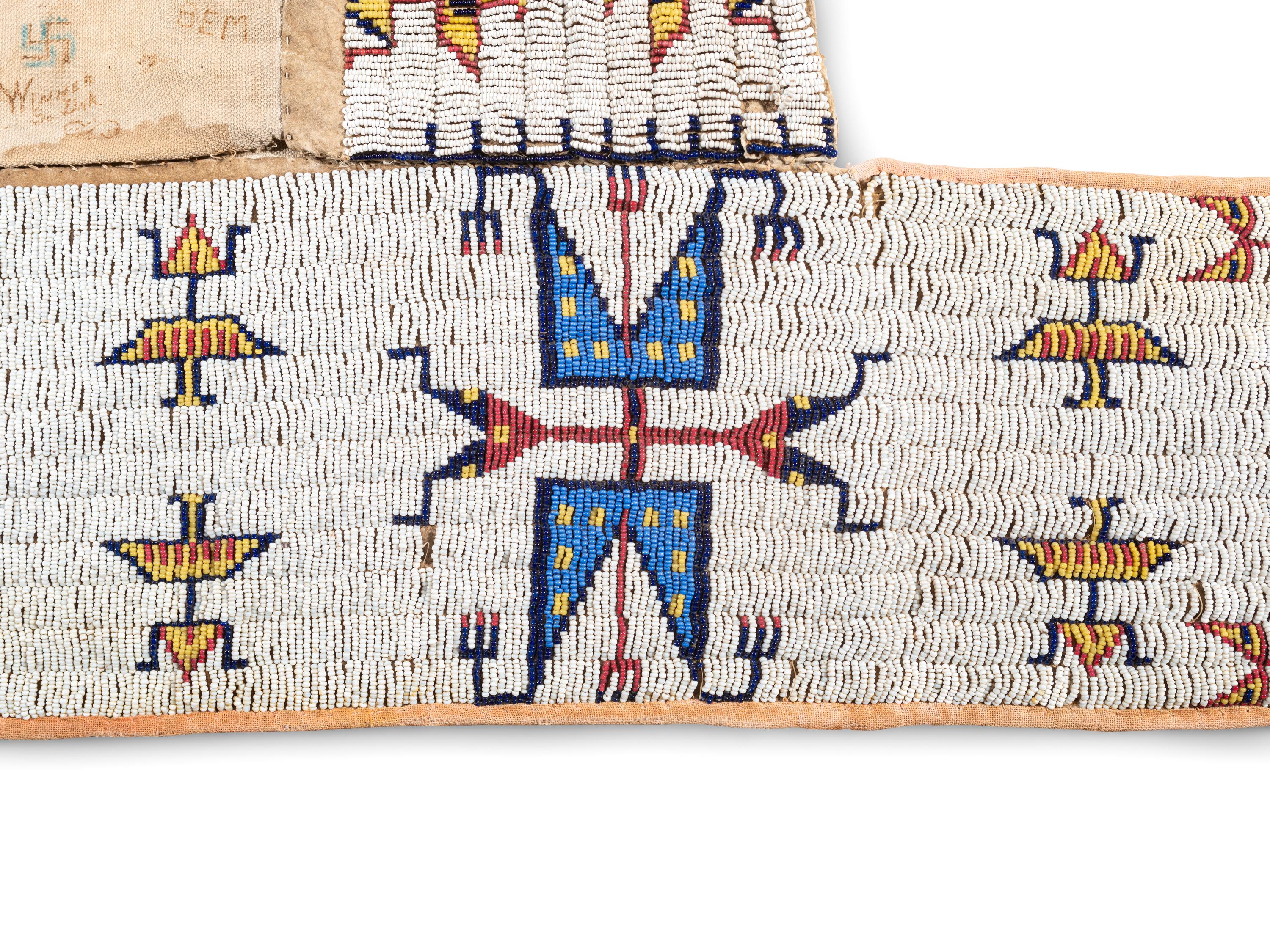 Sioux Beaded Hide Saddle Blanket, with World War I Era Doodles
