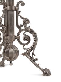 A Pair of French Neoclassical Silvered Bronze Telescoping Floor Lamps