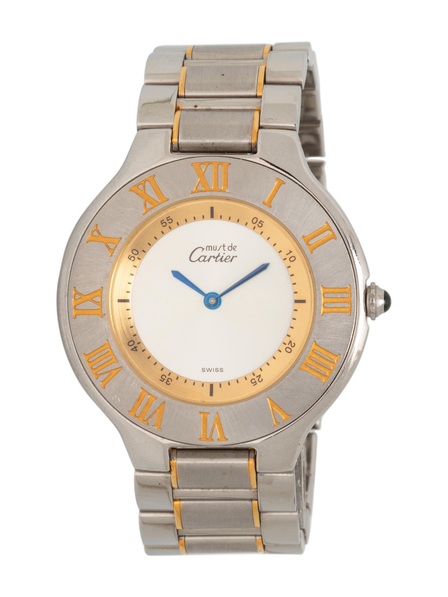 CARTIER, STAINLESS STEEL AND YELLOW GOLD 'MUST DE CARTIER 21' WRISTWATCH