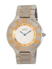 CARTIER, STAINLESS STEEL AND YELLOW GOLD 'MUST DE CARTIER 21' WRISTWATCH