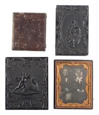[EARLY PHOTOGRAPHY]. A group of 12 daguerreotypes, ambrotypes, and tintypes of couples housed in 8 cases, including some Union cases.