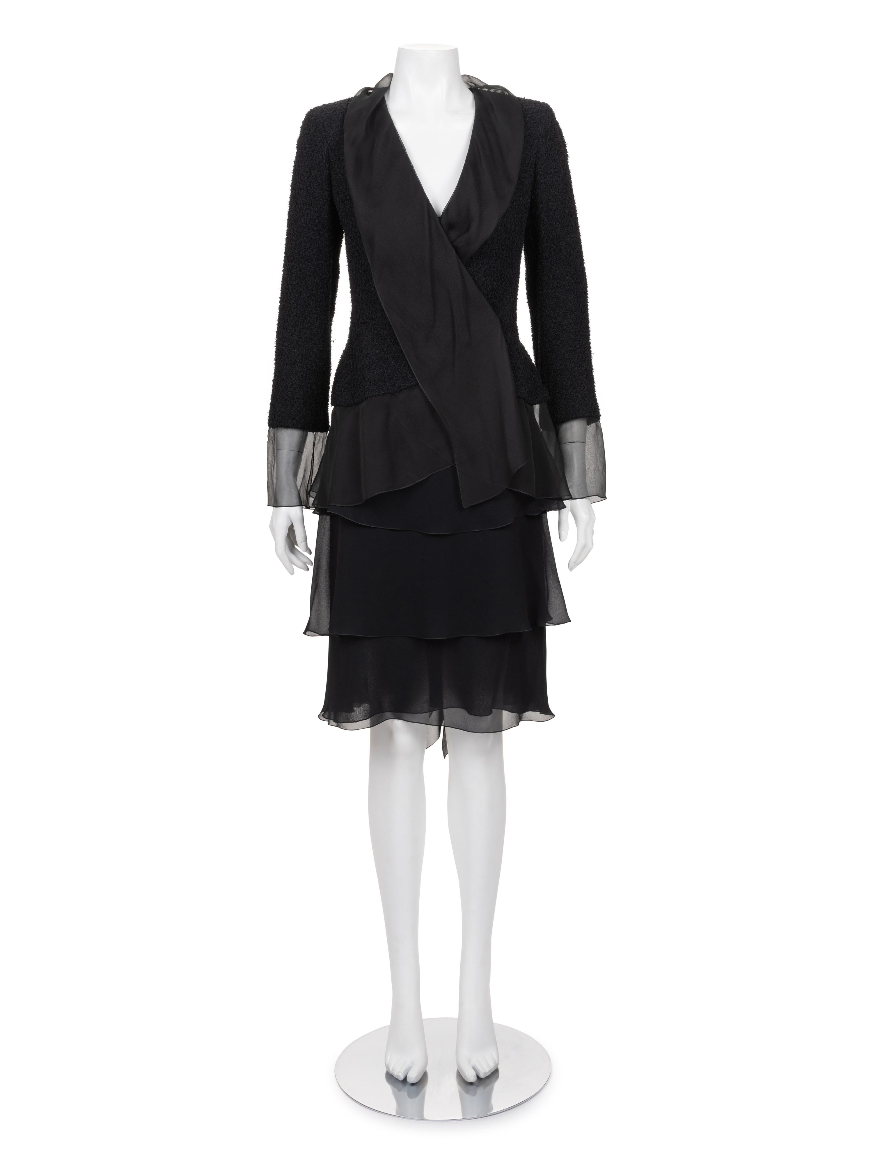 Chanel Tweed Jacket and Ruffled Skirt Ensemble, 2000
