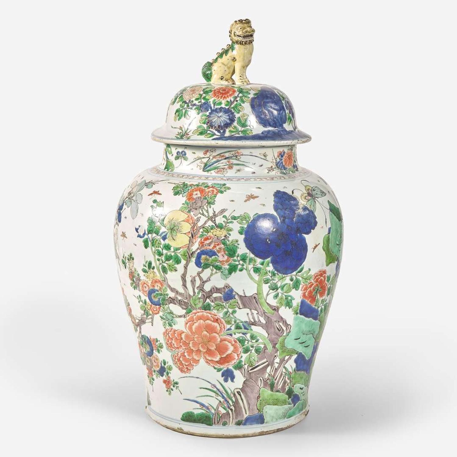 A very large Chinese famille verte decorated jar and cover 洋彩大盖罐 Kangxi period ???