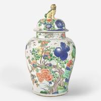 A very large Chinese famille verte decorated jar and cover 洋彩大盖罐 Kangxi period ???