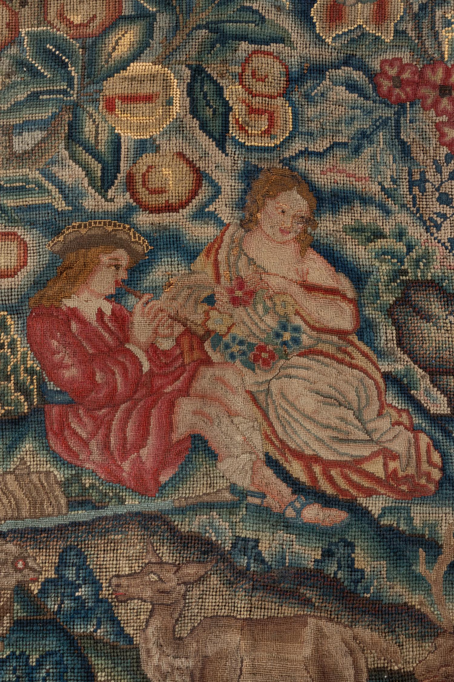 A Continental Gros and Petit Point Woven Panel