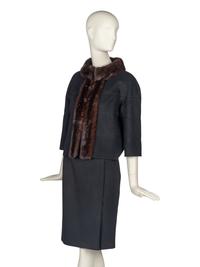 J. Mendel Mink-Trimmed Wool Skirt Suit