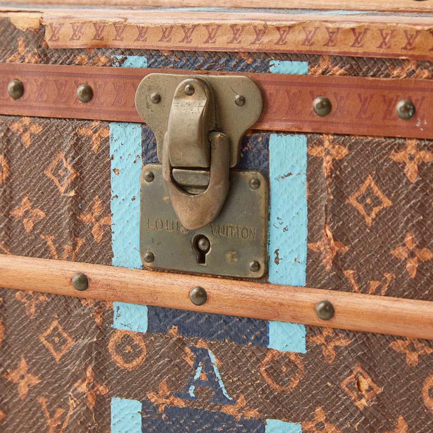 A Louis Vuitton Monogrammed Canvas "Malle Fleurs" Miniature Trunk French, c.1910