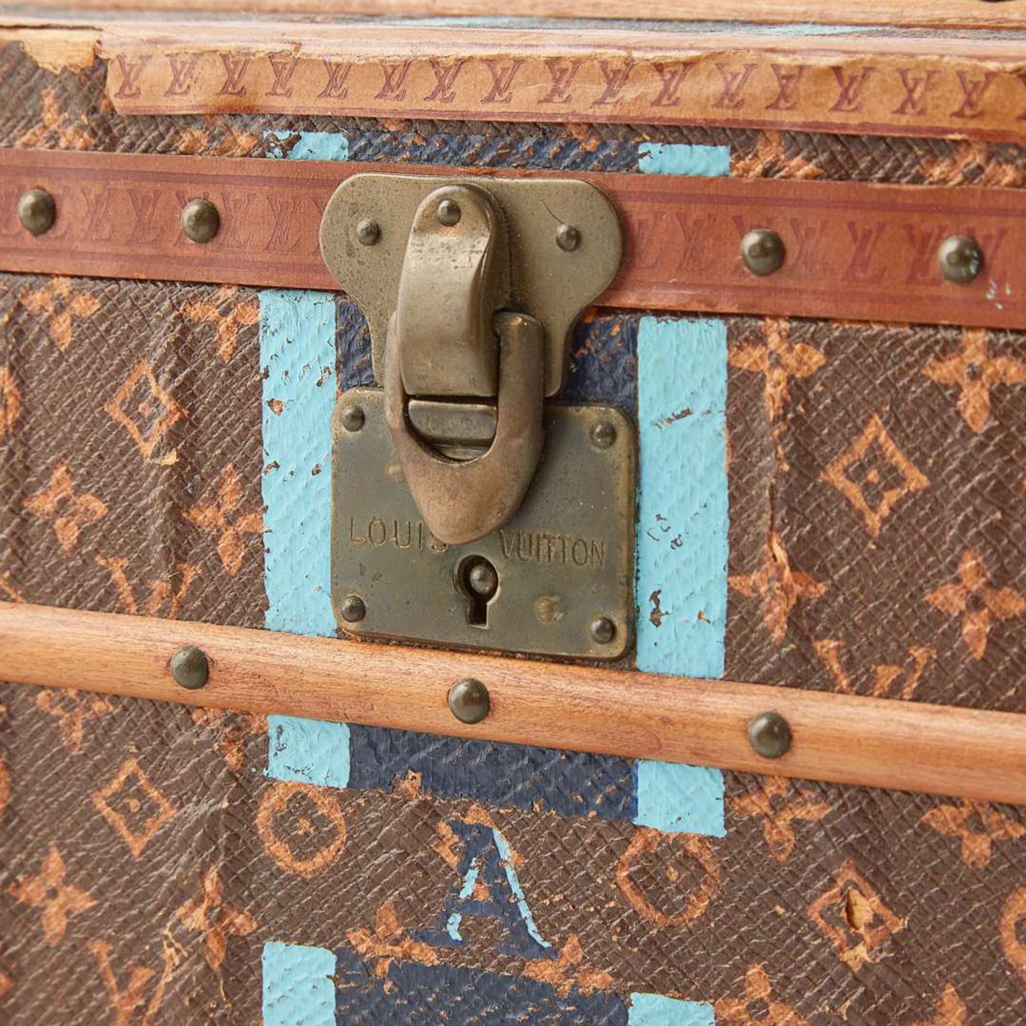 A Louis Vuitton Monogrammed Canvas "Malle Fleurs" Miniature Trunk French, c.1910