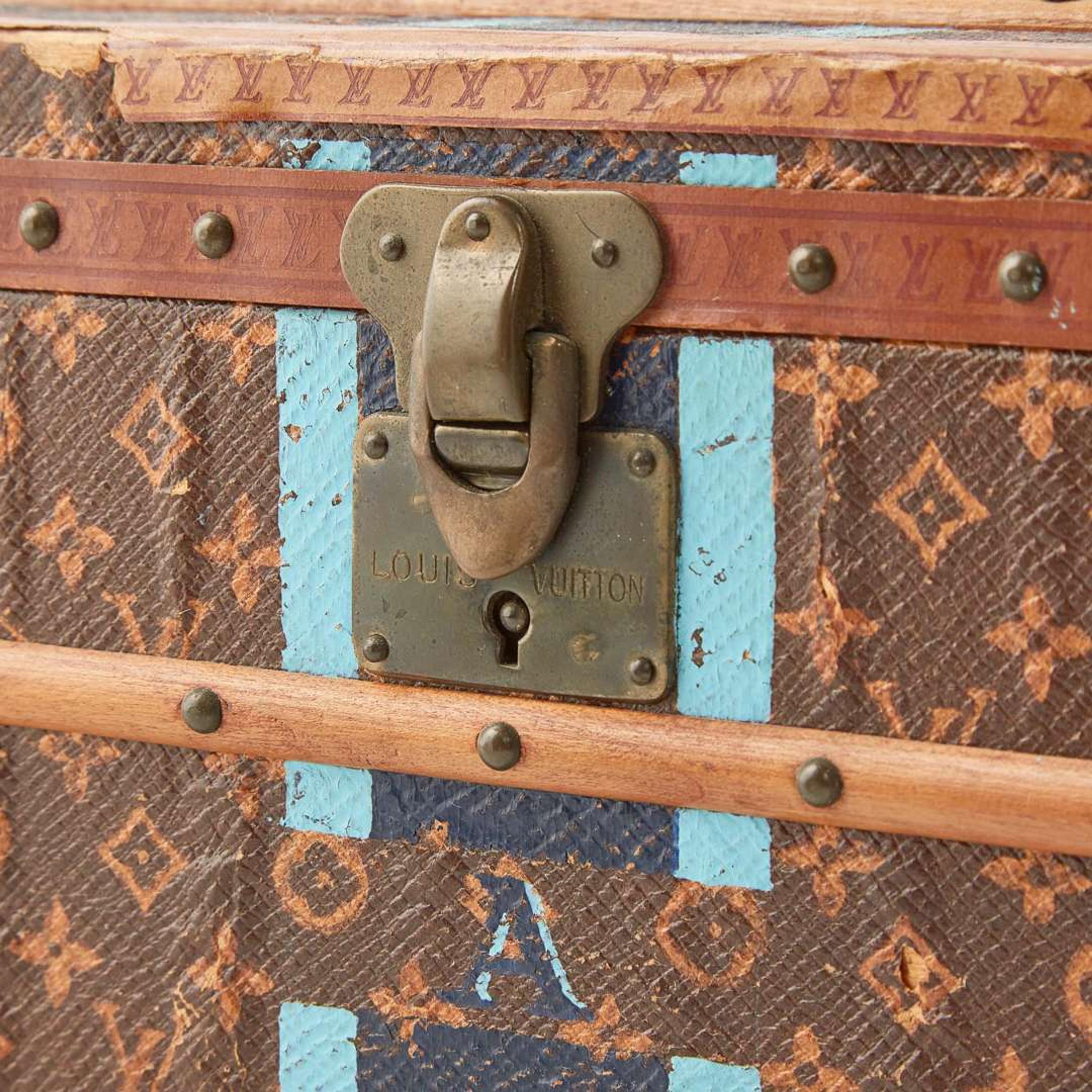 A Louis Vuitton Monogrammed Canvas "Malle Fleurs" Miniature Trunk French, c.1910