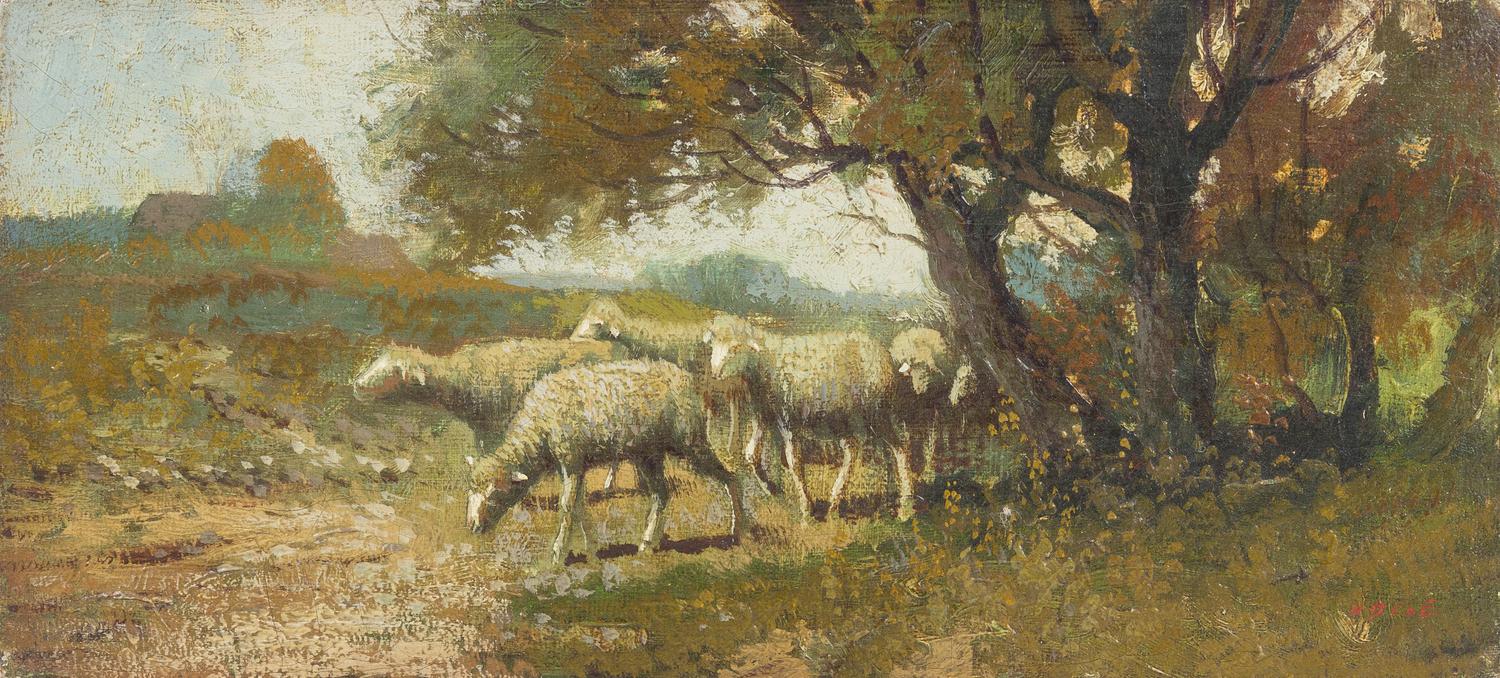 Jacob van Dieghem and Artist Unknown, (Dutch, 19th Century), Landscape with Sheep and Fowl, 1875 and Landscape with Sheep (two works)