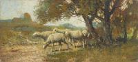 Jacob van Dieghem and Artist Unknown, (Dutch, 19th Century), Landscape with Sheep and Fowl, 1875 and Landscape with Sheep (two works)