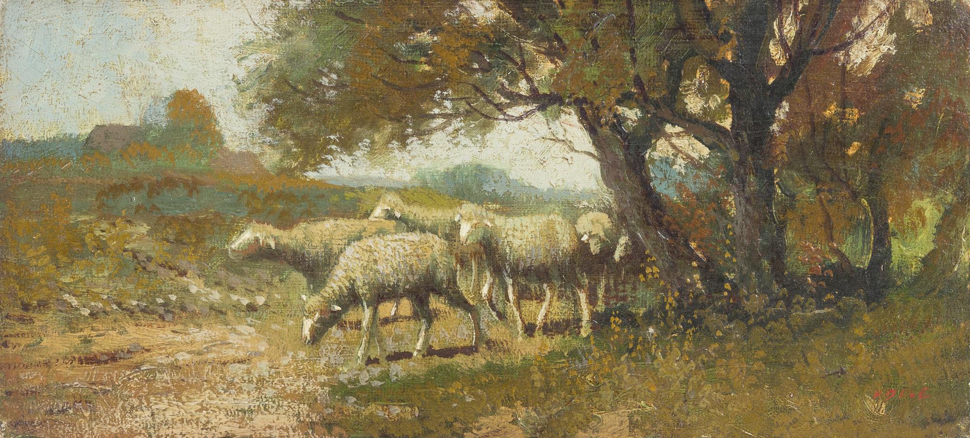 Jacob van Dieghem and Artist Unknown, (Dutch, 19th Century), Landscape with Sheep and Fowl, 1875 and Landscape with Sheep (two works)