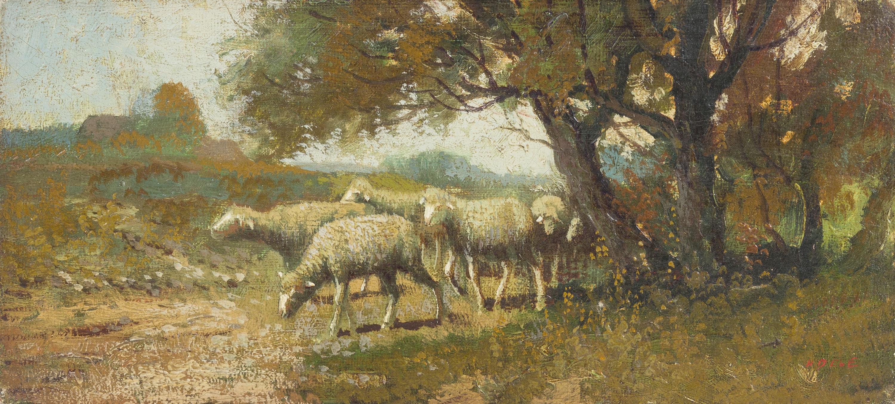 Jacob van Dieghem and Artist Unknown, (Dutch, 19th Century), Landscape with Sheep and Fowl, 1875 and Landscape with Sheep (two works)