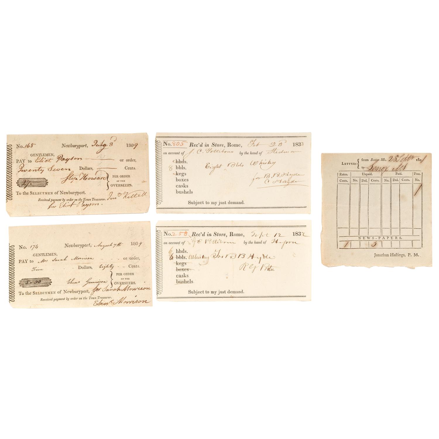 [STOCKS & OTHER FINANCES]. A group of 35 items, including 19th-20th century stock certificates.