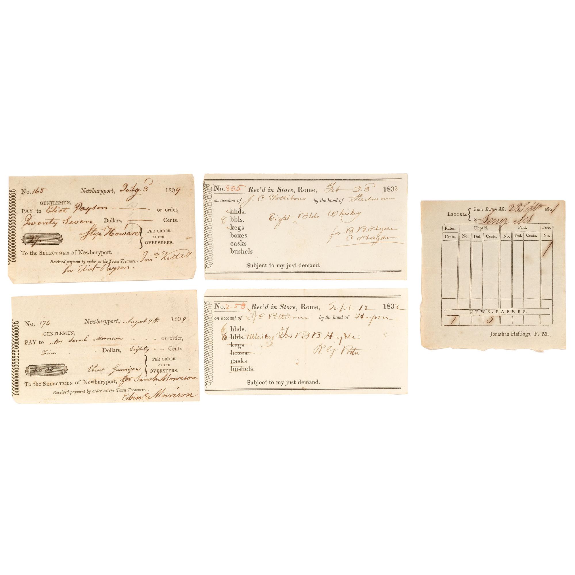 [STOCKS & OTHER FINANCES]. A group of 35 items, including 19th-20th century stock certificates.