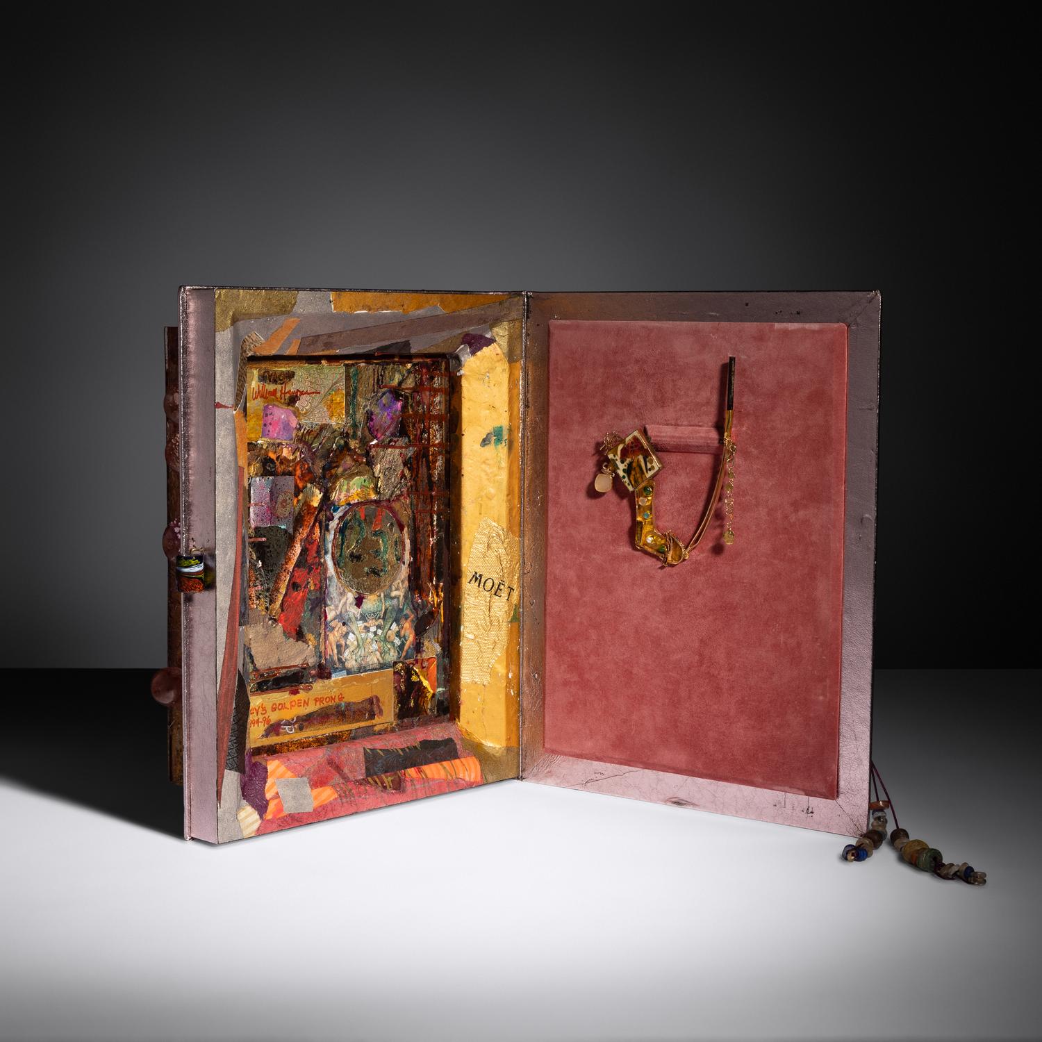 Pink Book sculpture with Cy's Golden Prong brooch 1994 - 96
