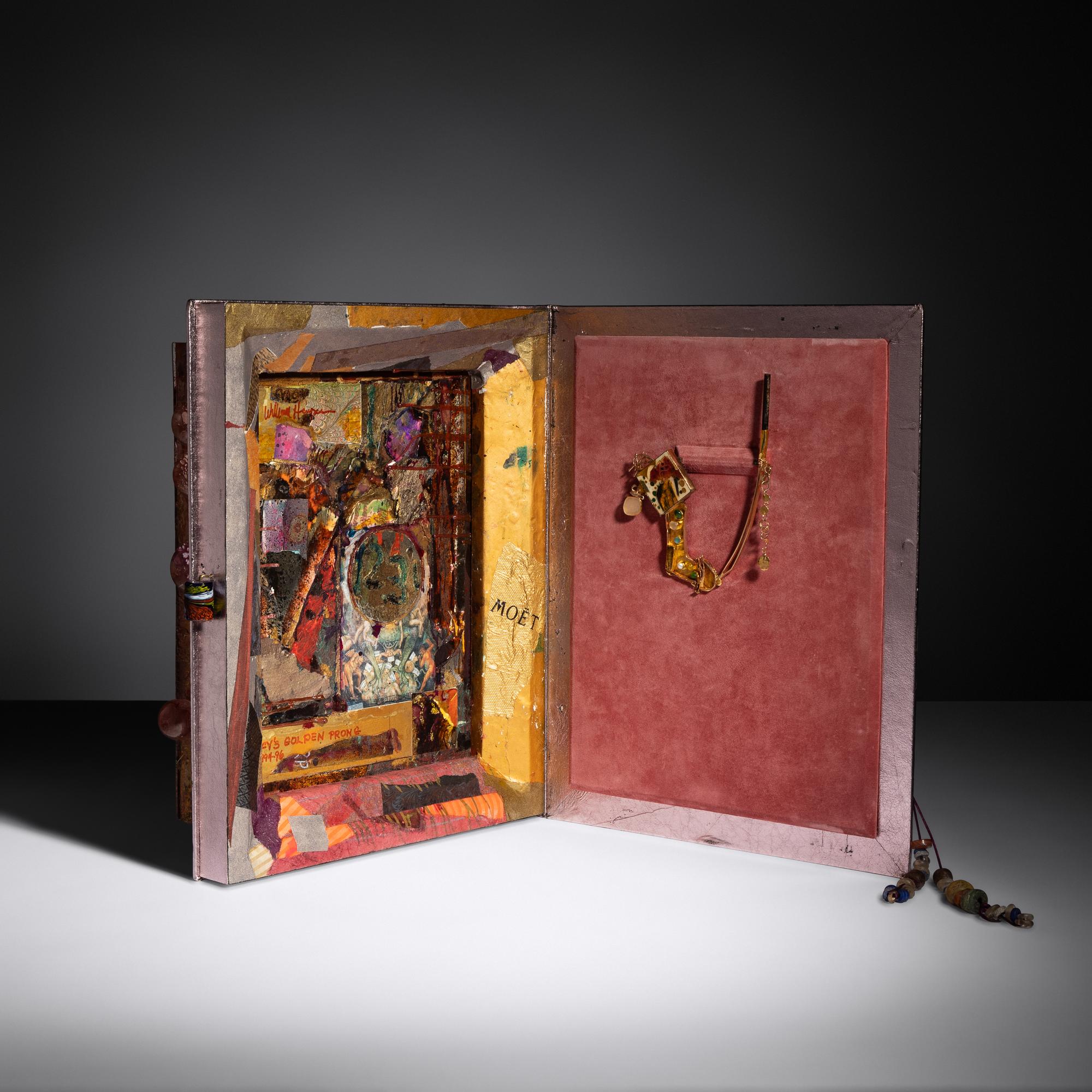 Pink Book sculpture with Cy's Golden Prong brooch 1994 - 96