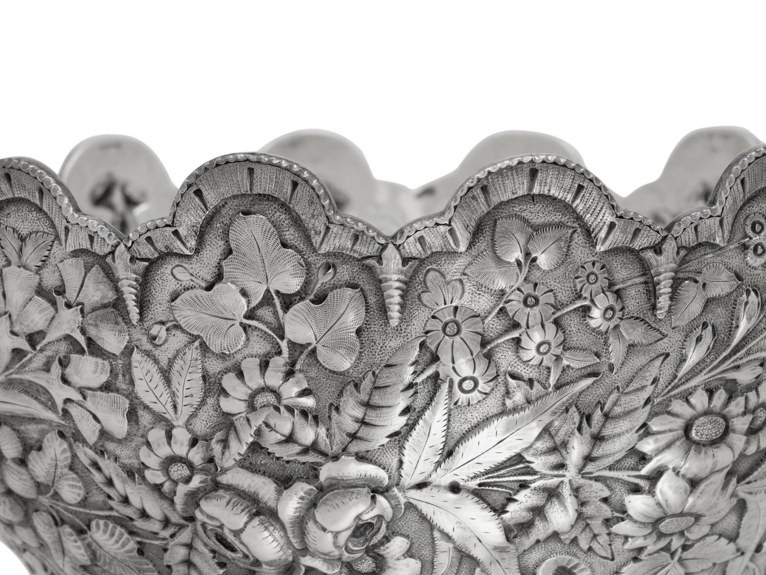 An S. Kirk and Son Coin Silver Repousse Centerpiece Bowl