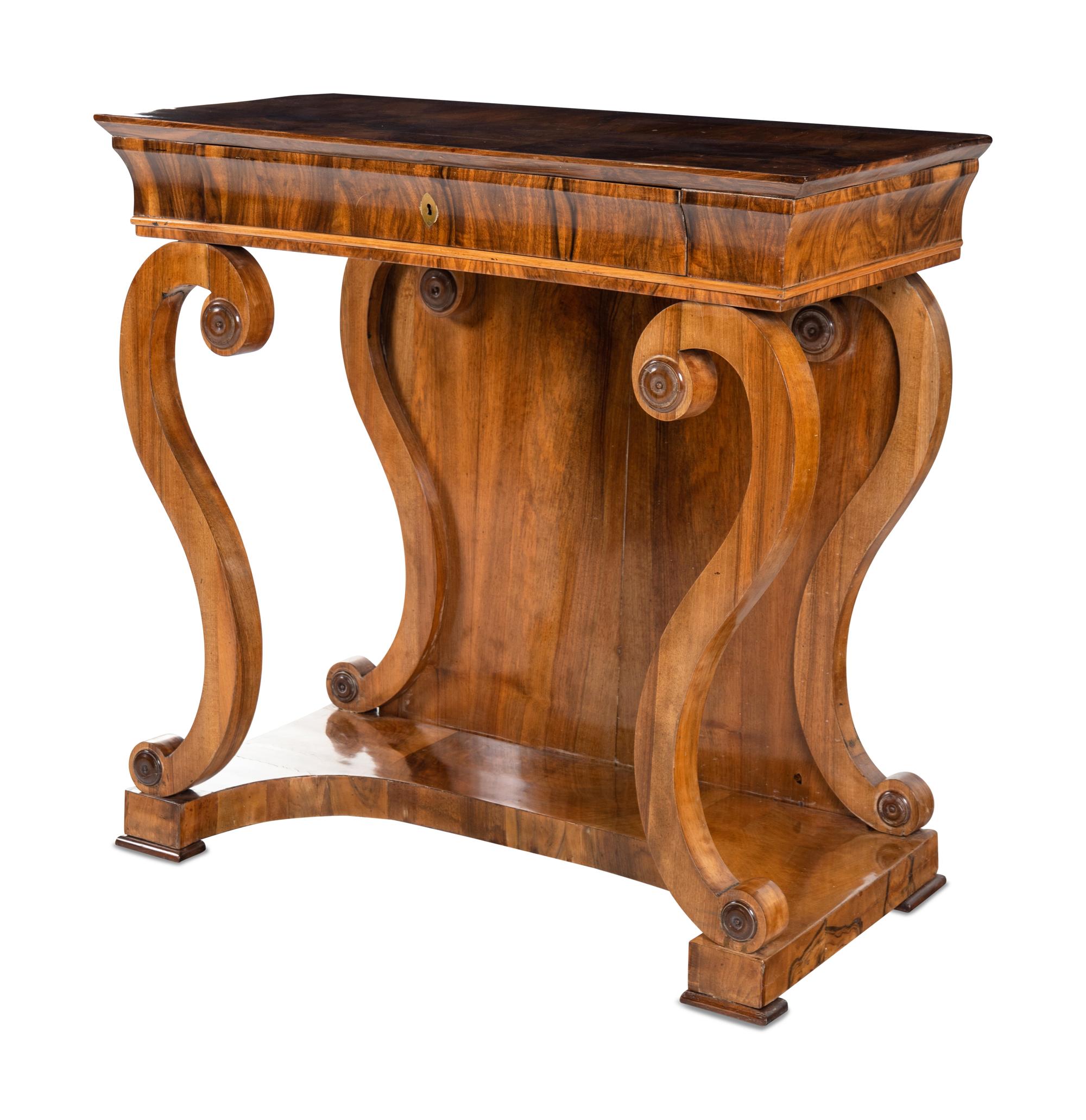 A Biedermeier Figured Walnut Pier Table