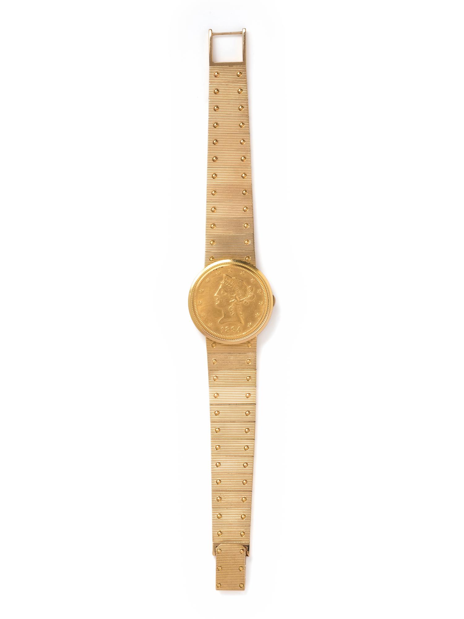 PIAGET, REF. 950 18K YELLOW GOLD AND COIN SURPRISE WRISTWATCH