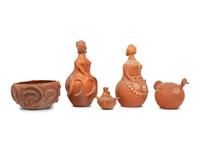 Five Redware Figural Vessels