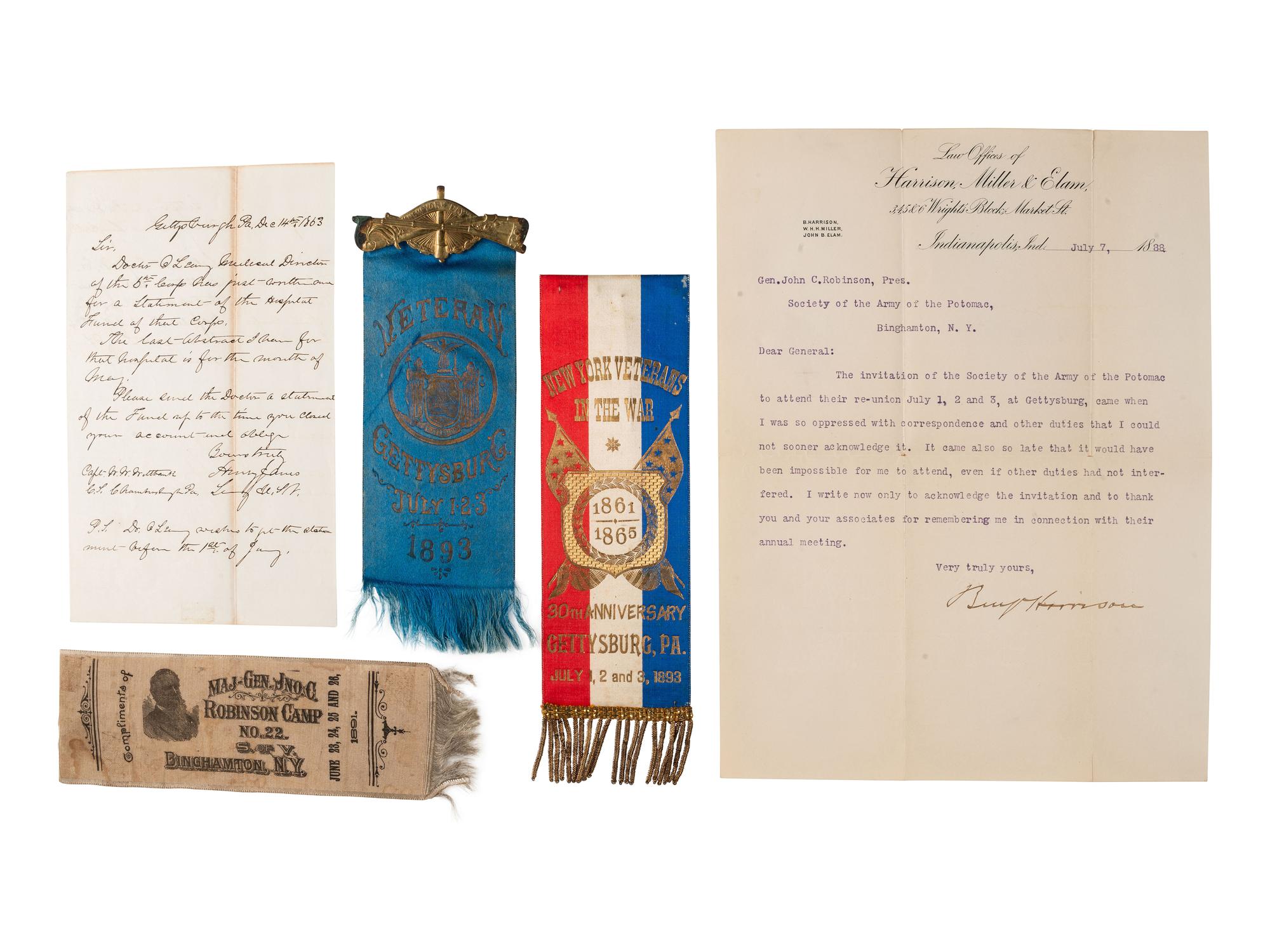 [CIVIL WAR]. Extensive collection of photographs, correspondence, ribbons, and medals associated with the life, service, and political career of Brigadier General John Cleveland Robinson, including his Colt revolver.