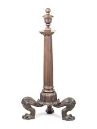 A Pair of Continental Bronze Andirons