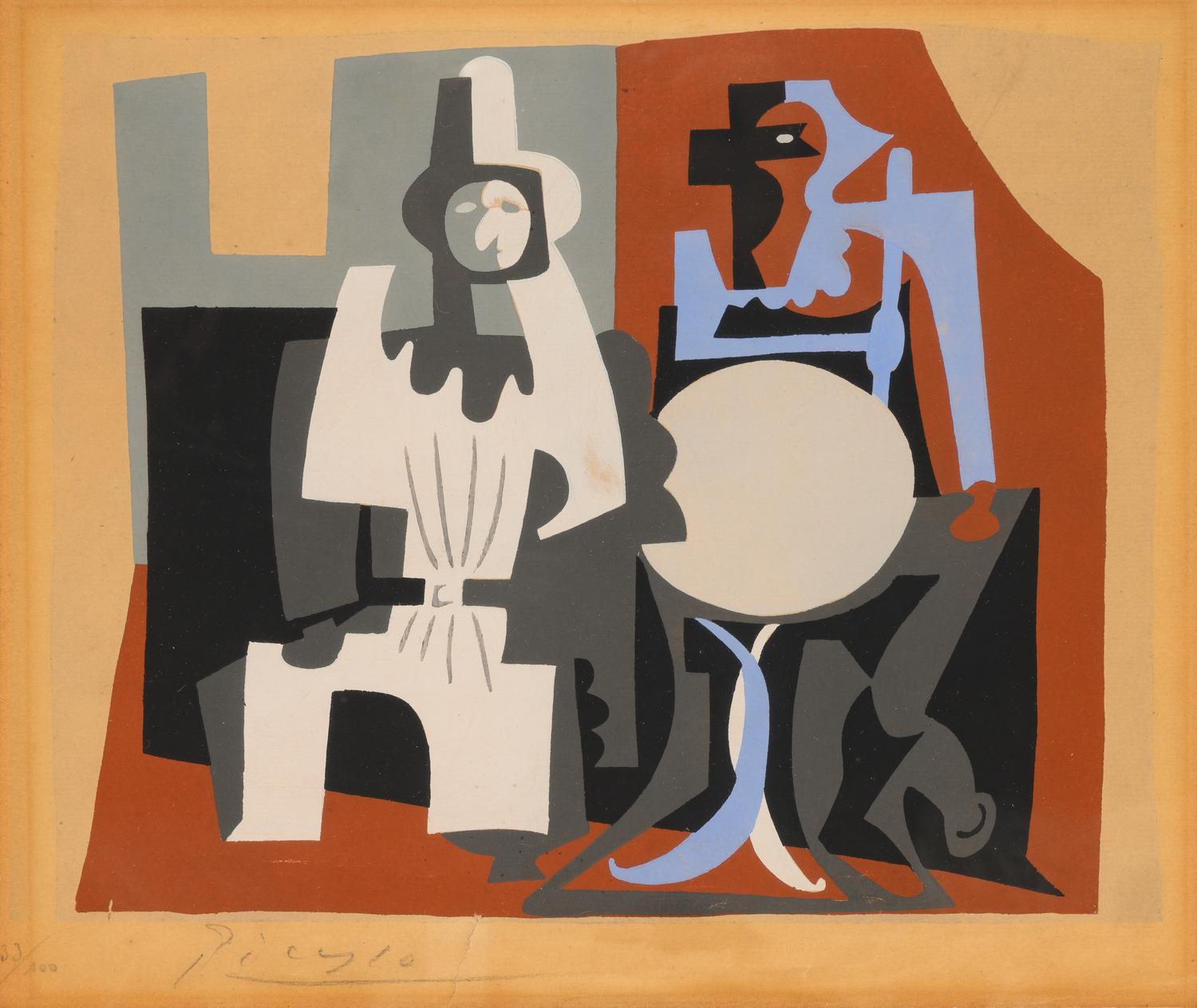 Pierrot et Arlequin à la Terrasse de Café (from Dix Pochoirs ), ca. 1920