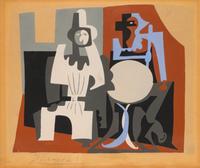 Pierrot et Arlequin à la Terrasse de Café (from Dix Pochoirs ), ca. 1920