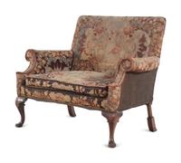 A George II Style Needlepoint-Upholstered Mahogany Settee