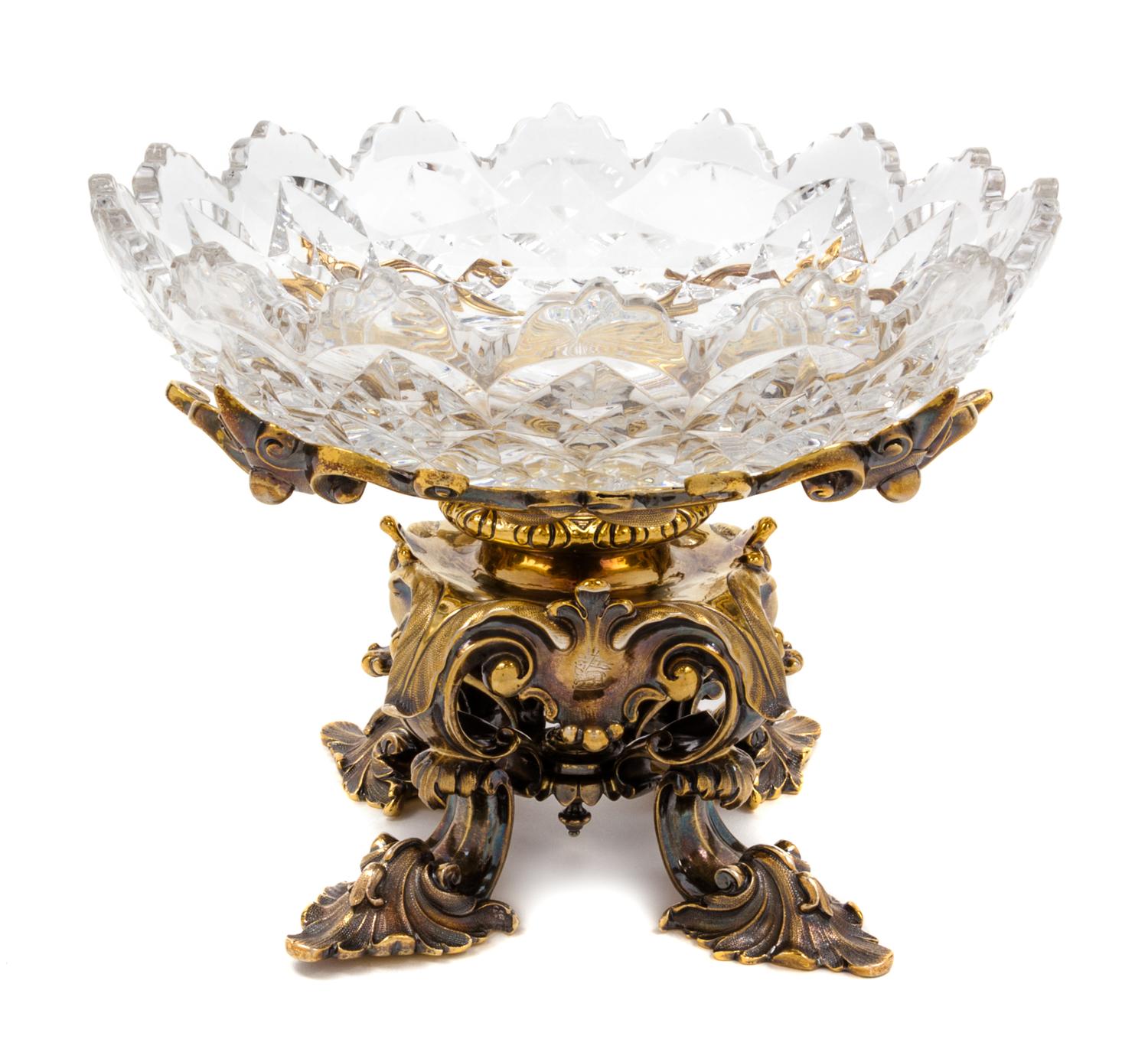 A Victorian Silver-Gilt and Cut Glass Dessert Stand, Robert Garrard II, London, 1851, with an associated William Yeoward cut glass bowl