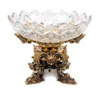A Victorian Silver-Gilt and Cut Glass Dessert Stand, Robert Garrard II, London, 1851, with an associated William Yeoward cut glass bowl