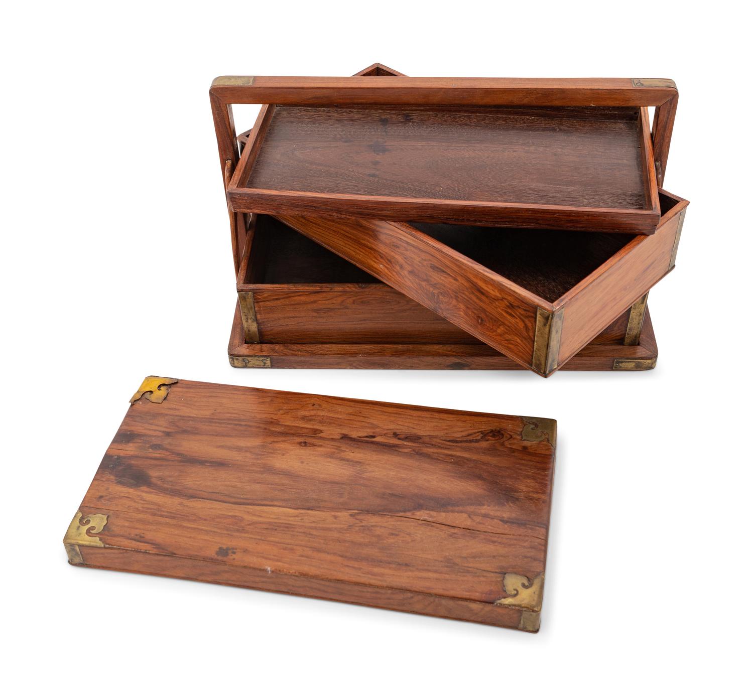 A Chinese Huanghuali and Jichimu Two-Tier Picnic Box