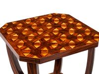 A Pair of Art Deco Style Burlwood and Parquetry Side Tables