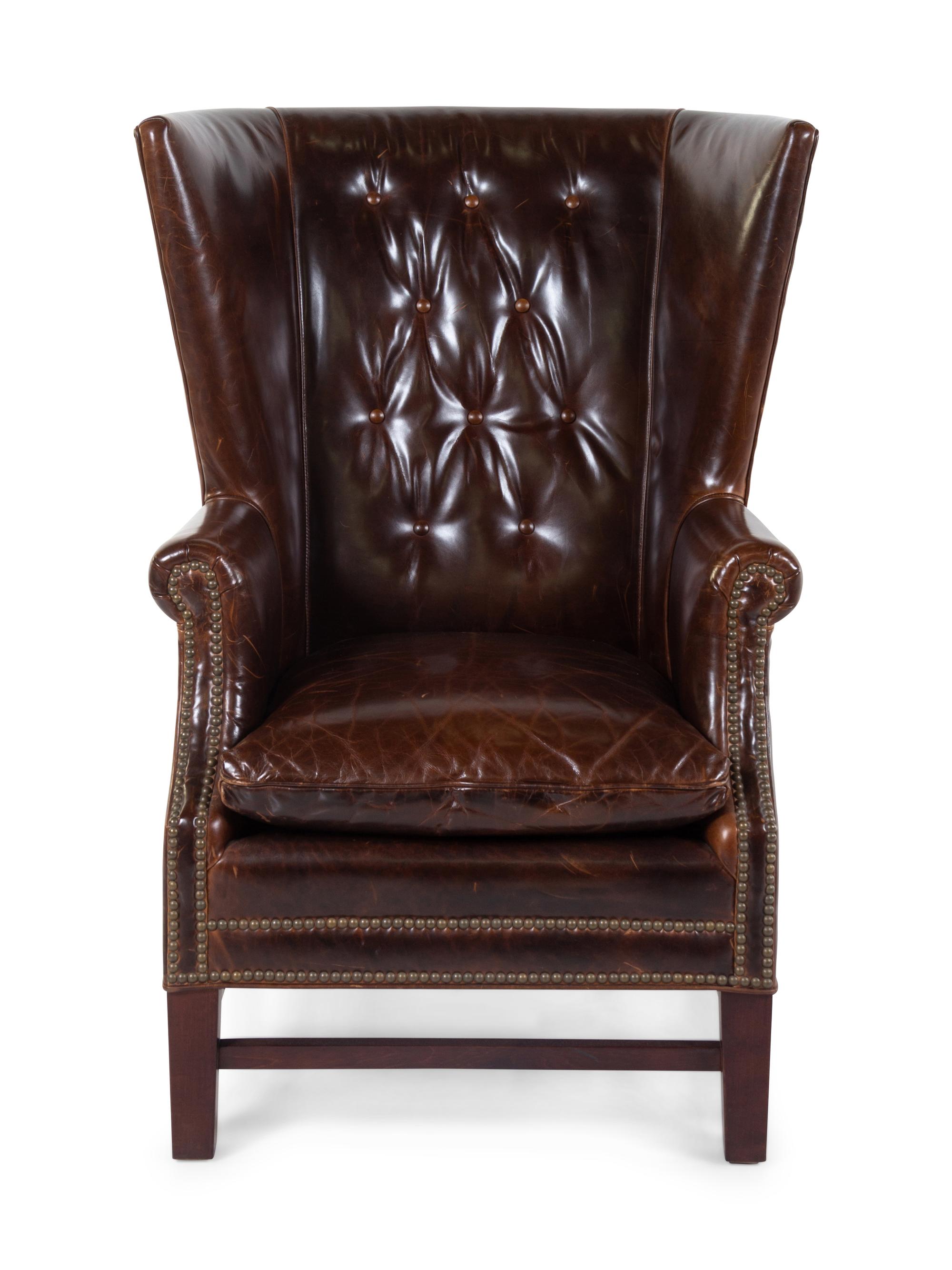 A Leather-Upholstered Wingback Club Chair