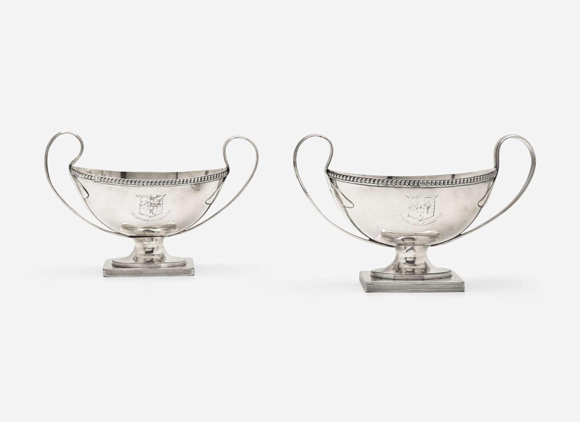 A pair of George III Sheffield plate sauce tureens, late 18th / early 19th century