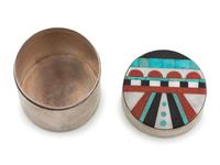 Zuni Mosaic Inlay Silver Lidded Box